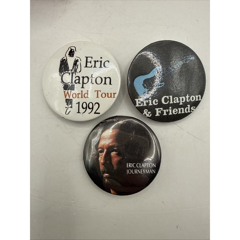 Vintage Eric Clapton Pin 80s 90s Lot Of 3 World Tour, Journeyman, & Friends